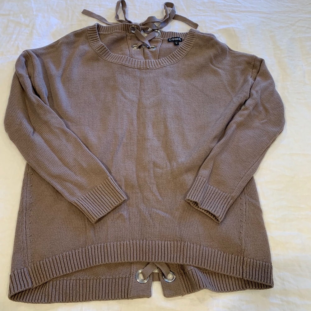 Express lace up back sweater